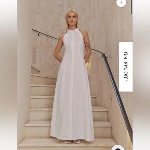 ✨NWT Elliatt CURAAE Chelsea Maxi Shirt‎ Dress White Halter Button Front Sz S ✨